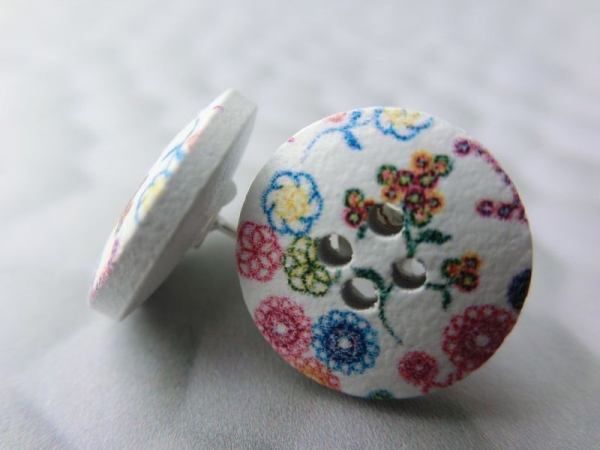 Holzknopf Ohrstecker Blumen Blüten Gerbera